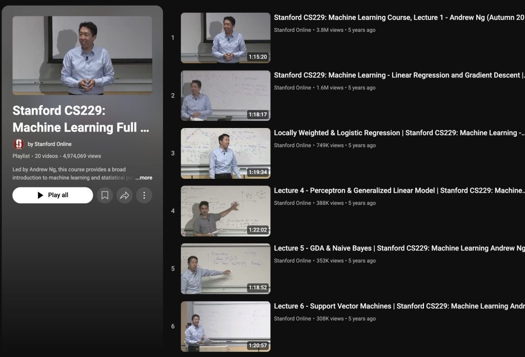 Stanford CS229: Machine Learning Course