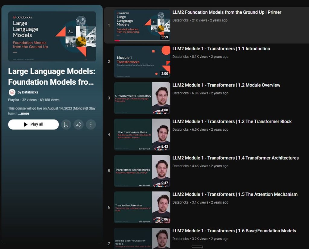 Large Language Models: Foundation Models from the Ground Up by Databricks